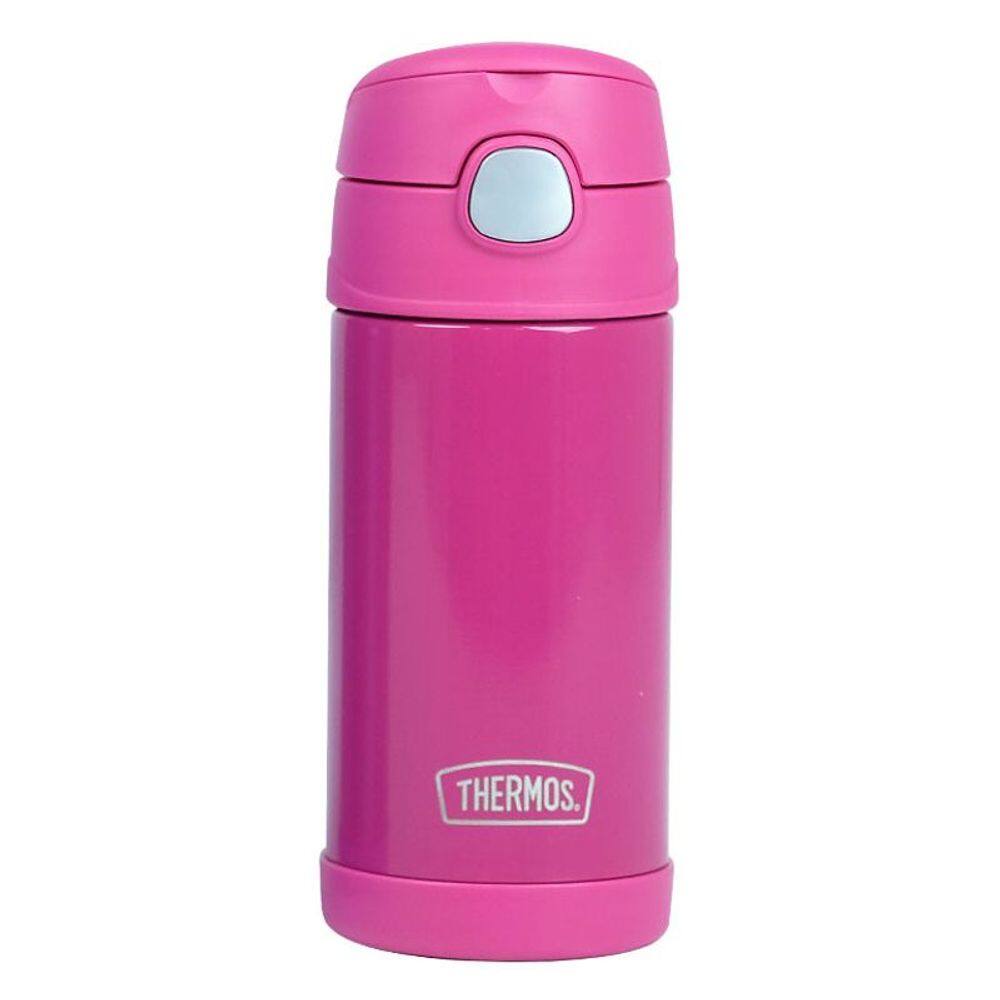 Garrafa Térmica Infantil c/ Canudo Silicone Rosa Escuro Thermos ® Funtainer 355ML Isolamento a Vácuo - Thermos
