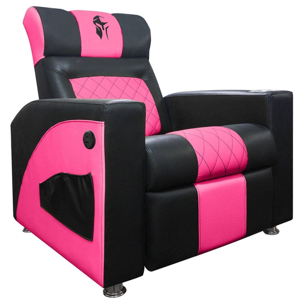 Poltrona Gamer Streamer Sparta com Carregador USB Corino Preto/Rosa SOFA STORE
