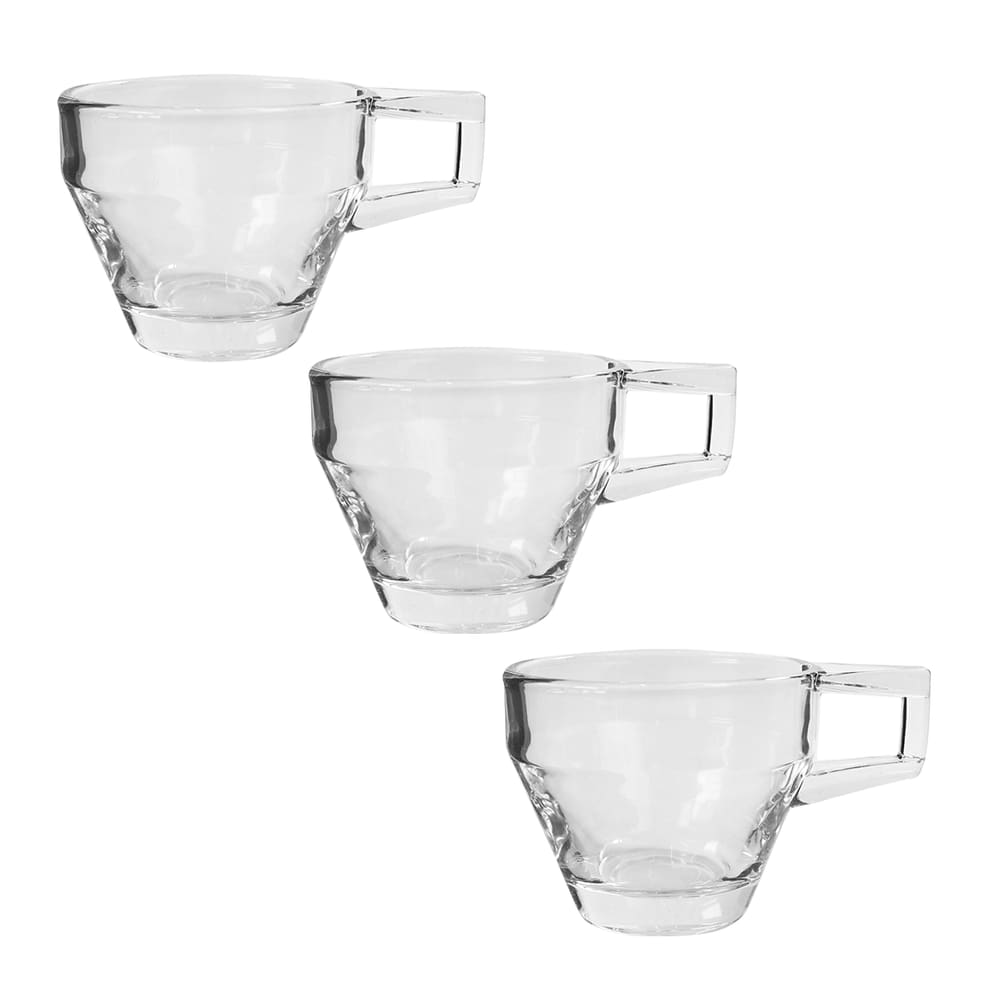 Jogo De Mini Xícaras De Vidro 3 Peças 30Ml Café