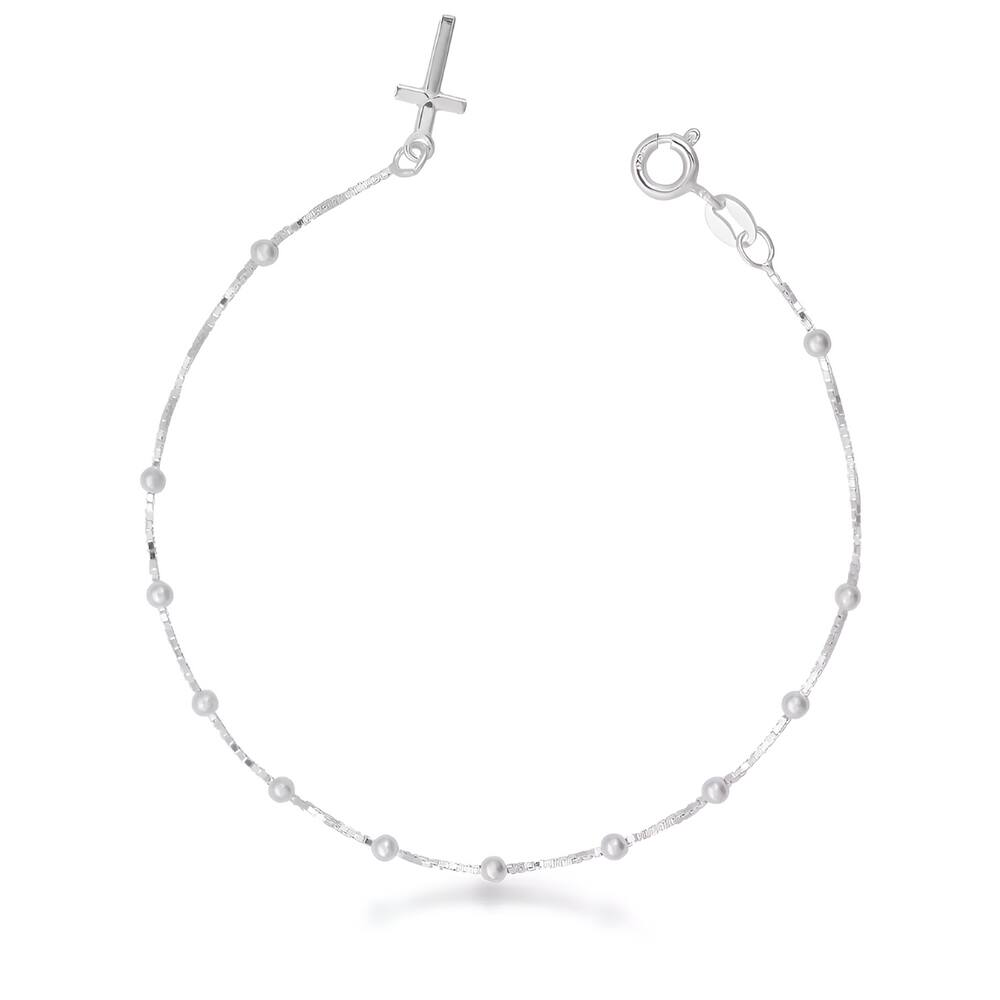 Pulseira Feminina Hannah Cruz + Bolinhas Prata 925 Veneziana