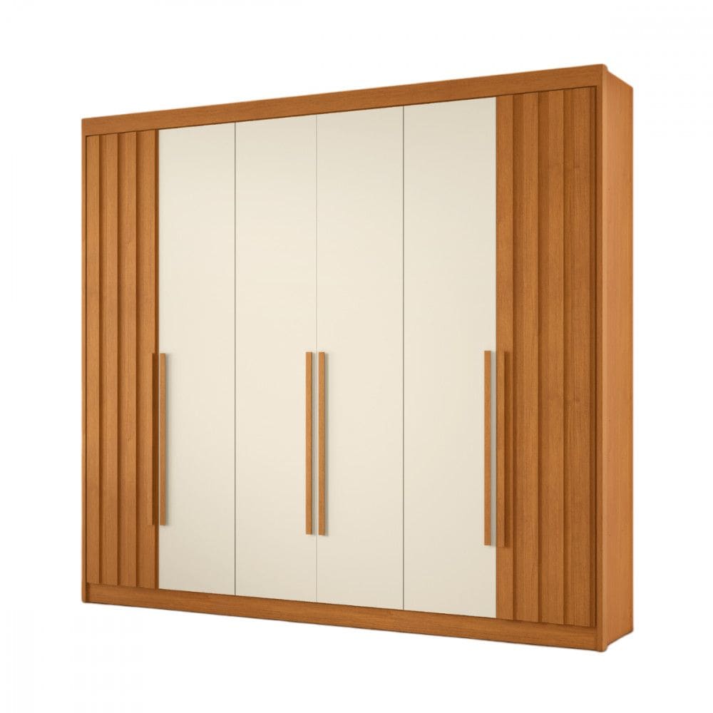 Guarda Roupa de Casal Ripado Grecia Cinamomo Off White Conquista