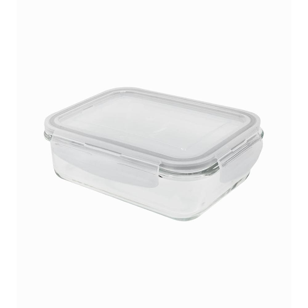Pote de Vidro Com Tampa Transparente Retangular Raso 1000l