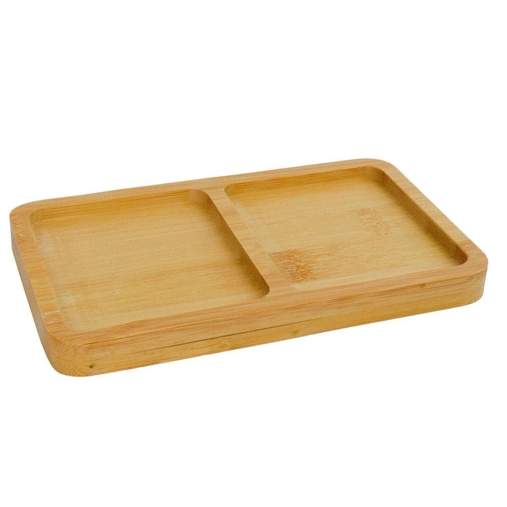 Petisqueira Bandeja de Bambu Cozinha Lavabo com 2 Divisórias