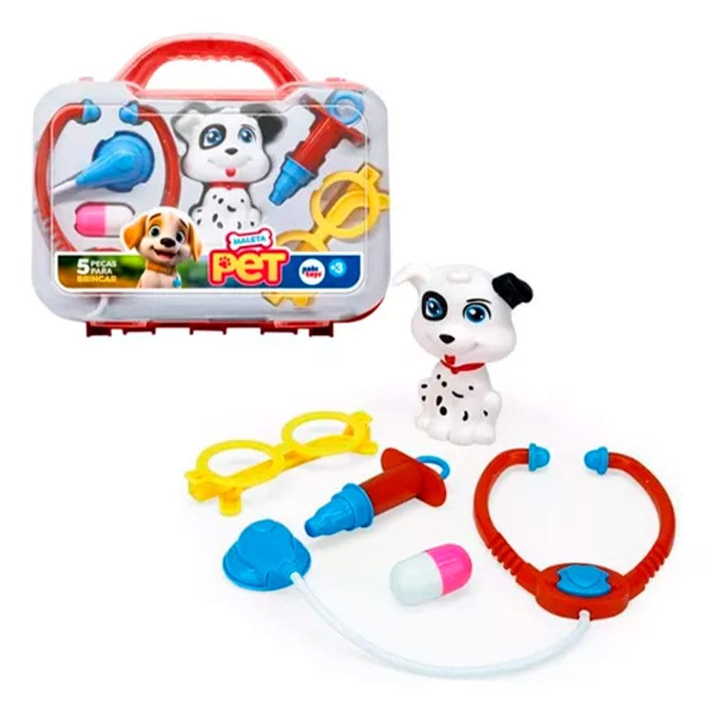 Kit Mini Veterinario Infantil – Maleta Pet -  6 peças - Pakitoys