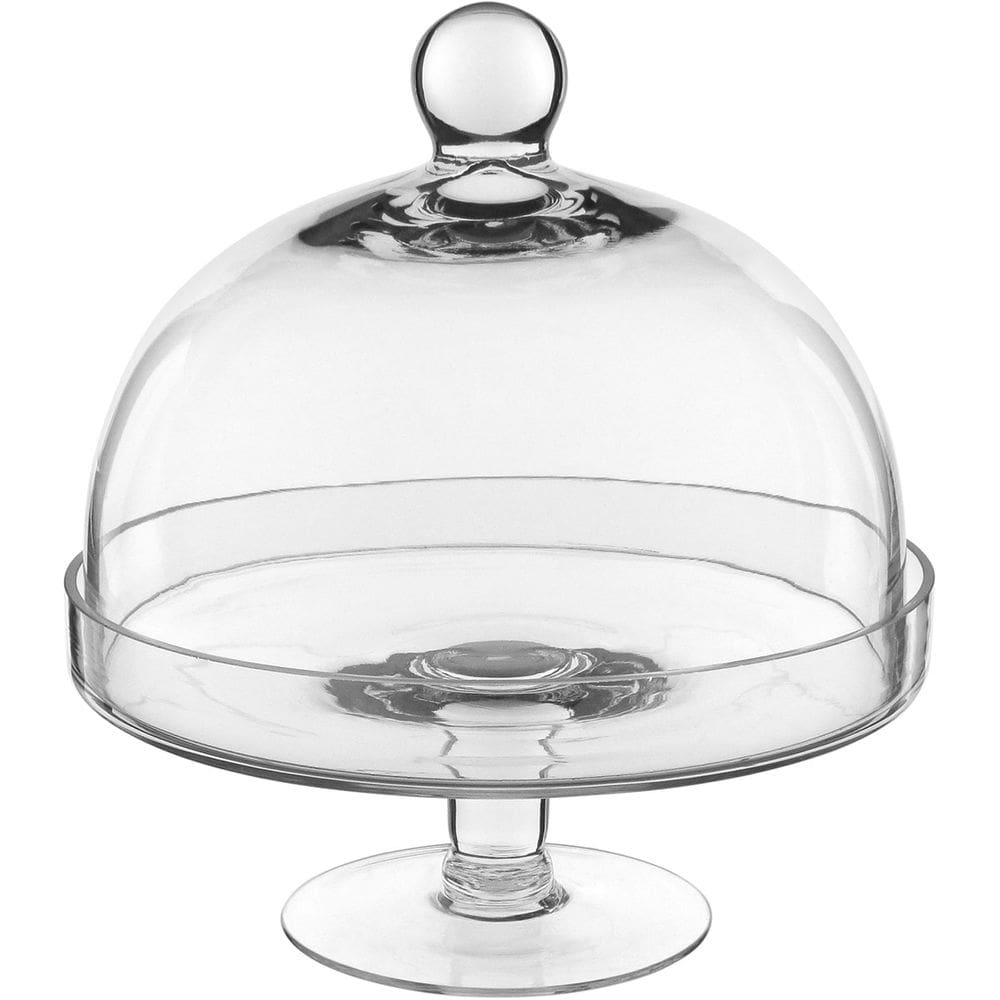 PRATO BOLO COM PÉ COM TAMPA VIDRO 22x24x24cm TRANSPARENTE BOLEIRA