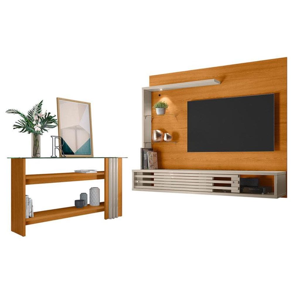 Estante Home Theater Suspenso com Aparador Frizz Select Cinamomo Off White - Madetec