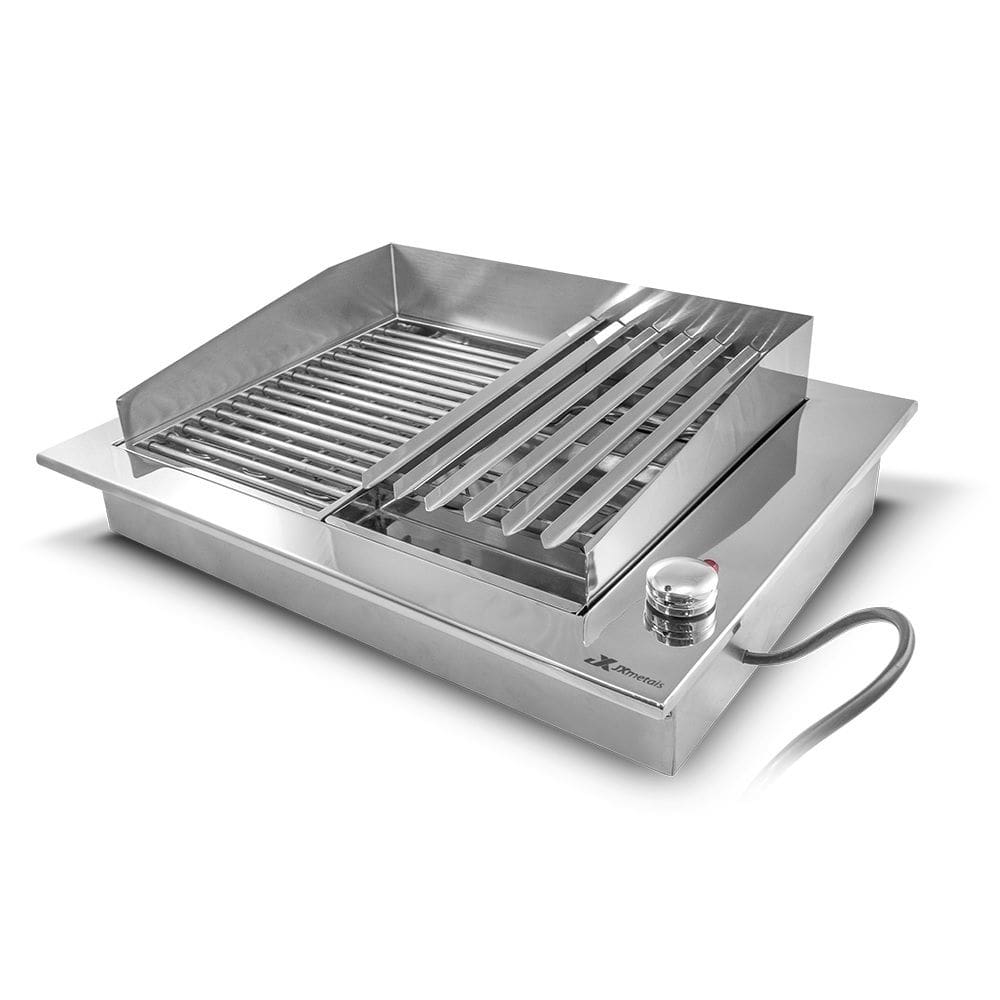 Churrasqueira Elétrica 220v de Embutir com Duas Grelhas 60X47 em Aço Inox - JX Metais