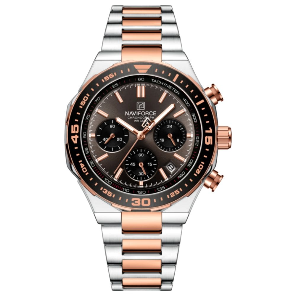 Relógio de quartzo masculino com pulseira de aço inoxidável esportivo impermeável