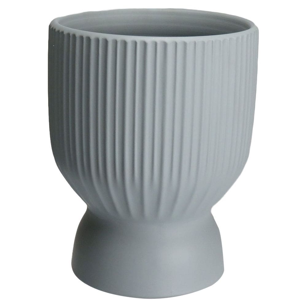 CACHEPÔ VASO DECORATIVO PLANTA REDONDO HOME&CO CERÂMICA 18x14x14cm CINZA