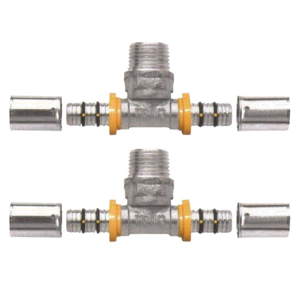 Kit 2 Te Tee p/ Gás Encanado 16mm RM 1/2`` Pex Multicamadas
