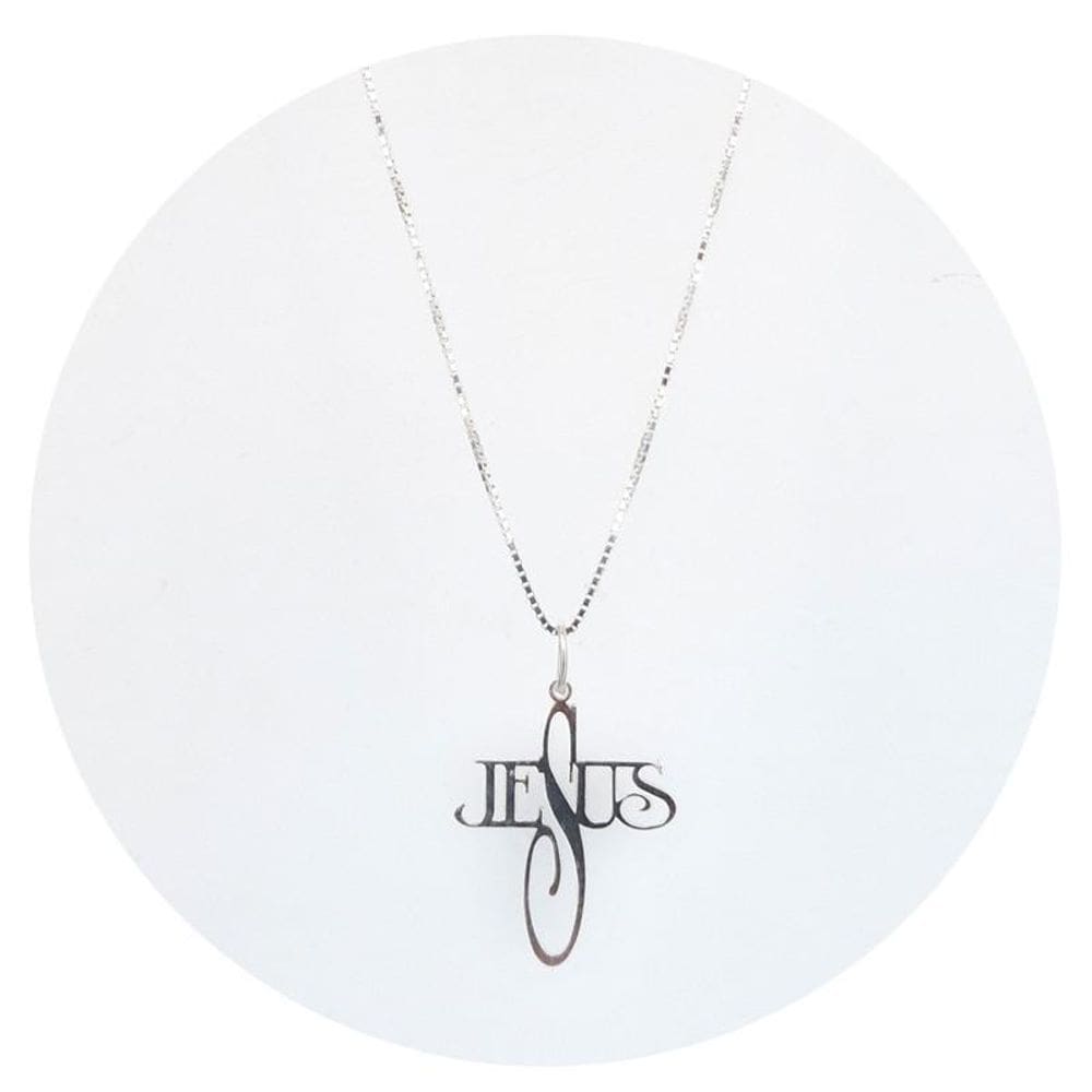 Colar 60Cm Prata 925 Escrita Jesus - Ponte Vecchio Joias