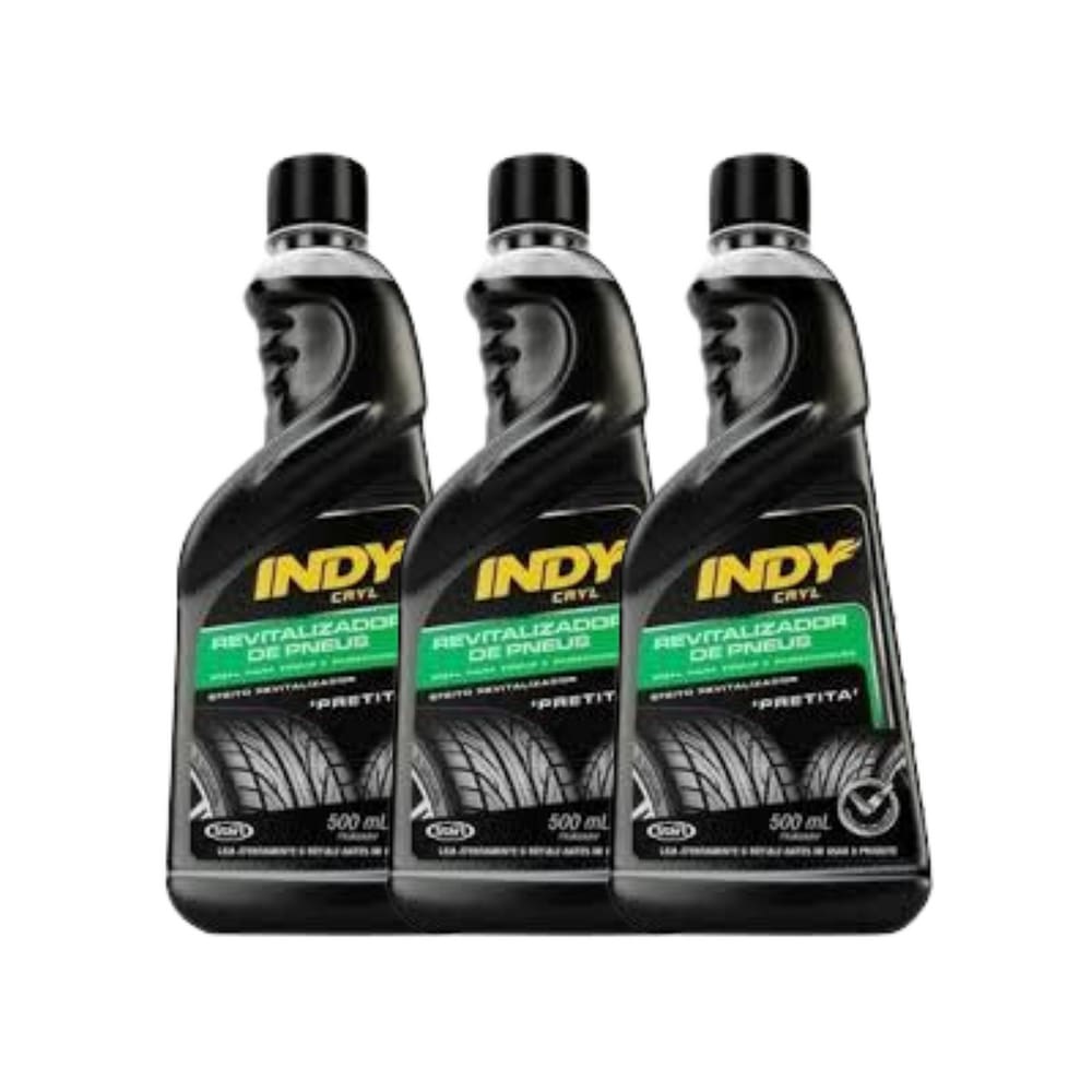 Pneu Pretinho Revitalizador de Pneus Indy 500ml kit 3 unid