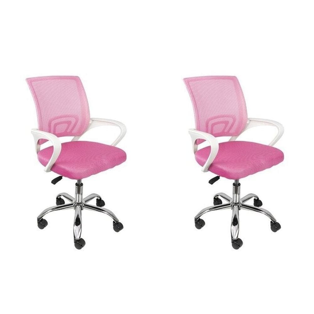 Kit 2 Cadeiras para Escritório Diretor Tela Mesh Tok 3310 Rosa