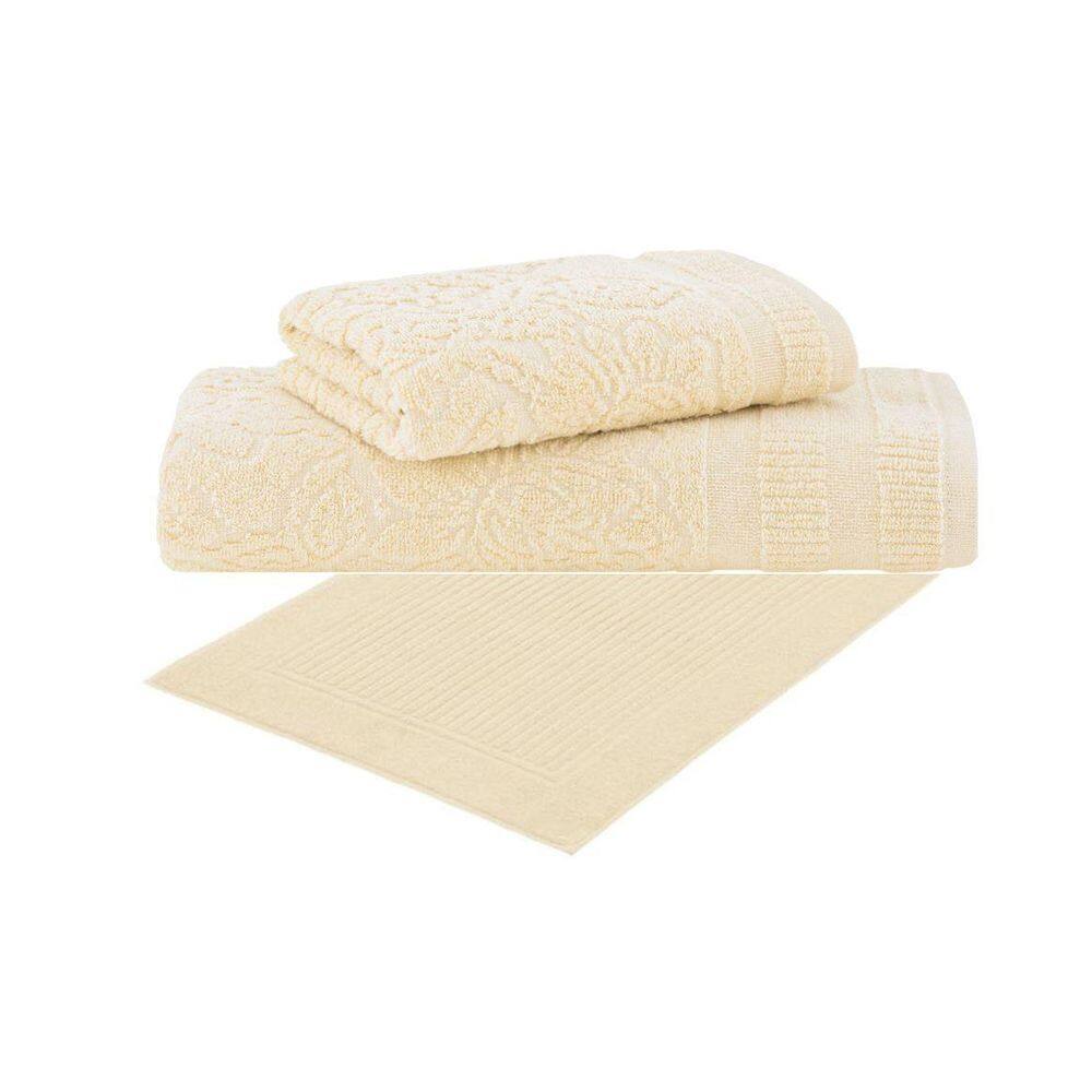 Jogo Toalha Banho Rosto Piso 3 Pçs Botanique Extra Soft