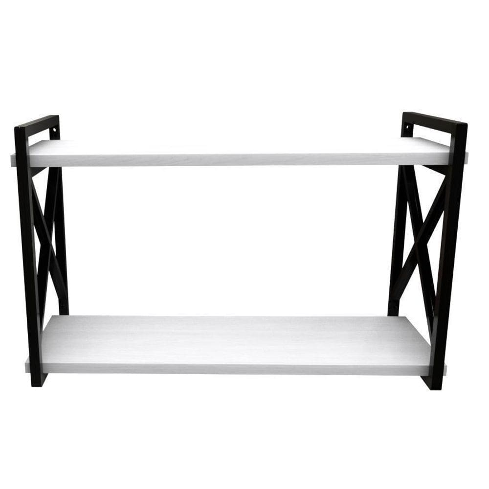 Prateleira Estilo Industrial Preta 20X60Cm Com Mdf Branco
