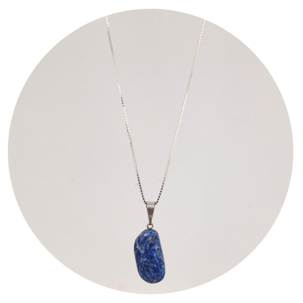 Colar 50Cm Prata 925 Lapis Lázuli Natural P. Vecchio Joias