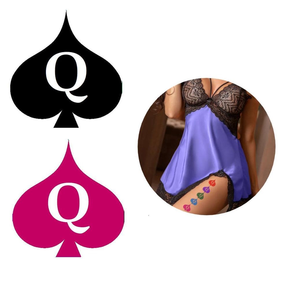 Tatuagem Temporária Hotwife Cores Modelos Rainha Copas