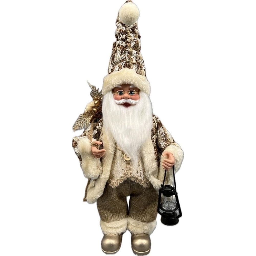 Papai Noel Musical Bordô Marrom Decoração Natal 40Cm