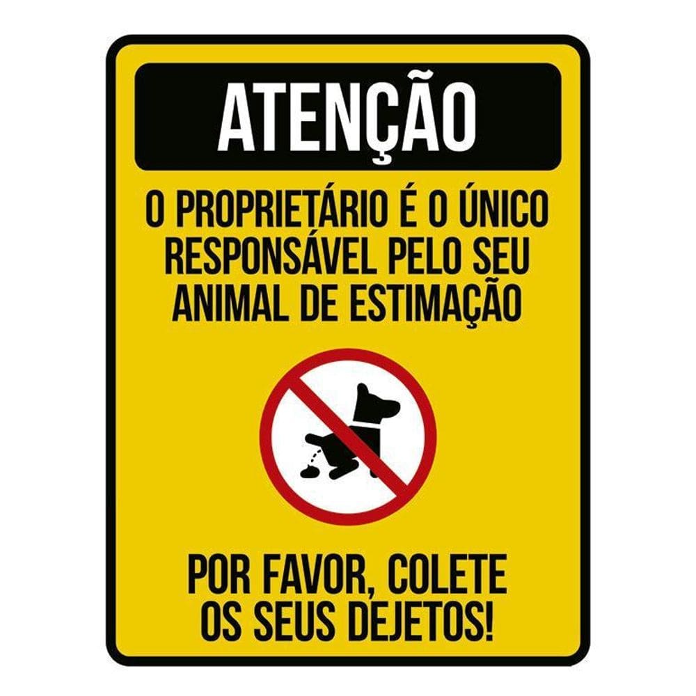 Placa Sinalização - Por Favor Colete Dejetos De Cão 18X23