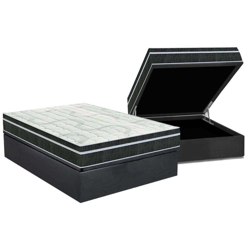 Cama Box Baú Casal: Colchão Molas Bonnel Orthoflex Venezia + Base CRC Suede Gray(138x188)