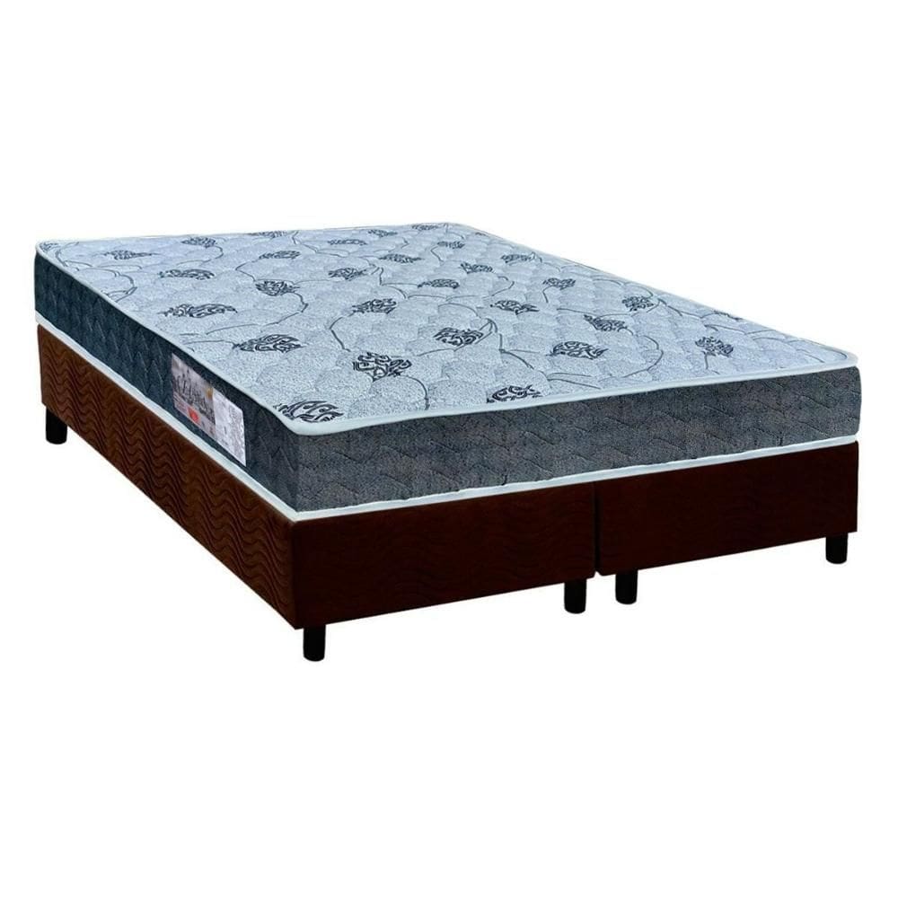 Cama Box Queen: Colchão Espuma Orthoflex D45/EP Cecina + Base CRC Suede Brown(158x198)
