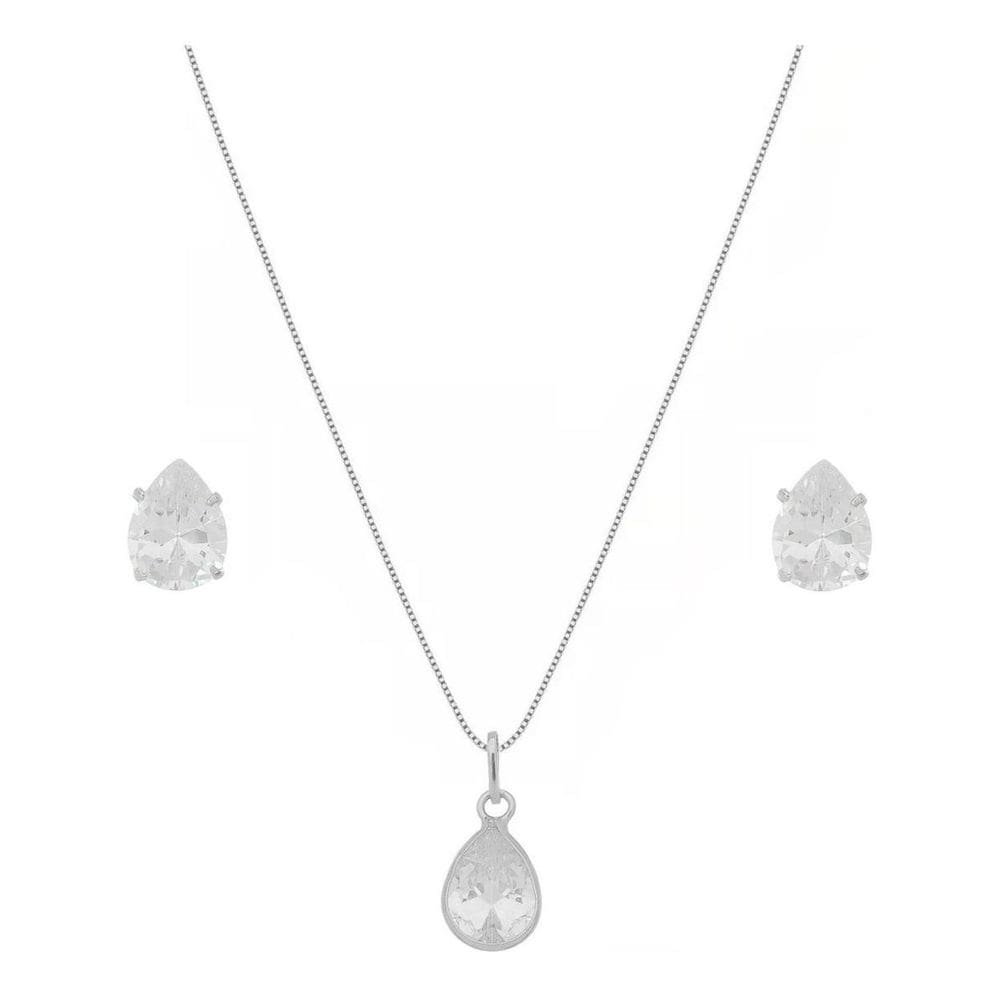 Colar Feminino Tradicional Ponto De Luz Gota Prata 925