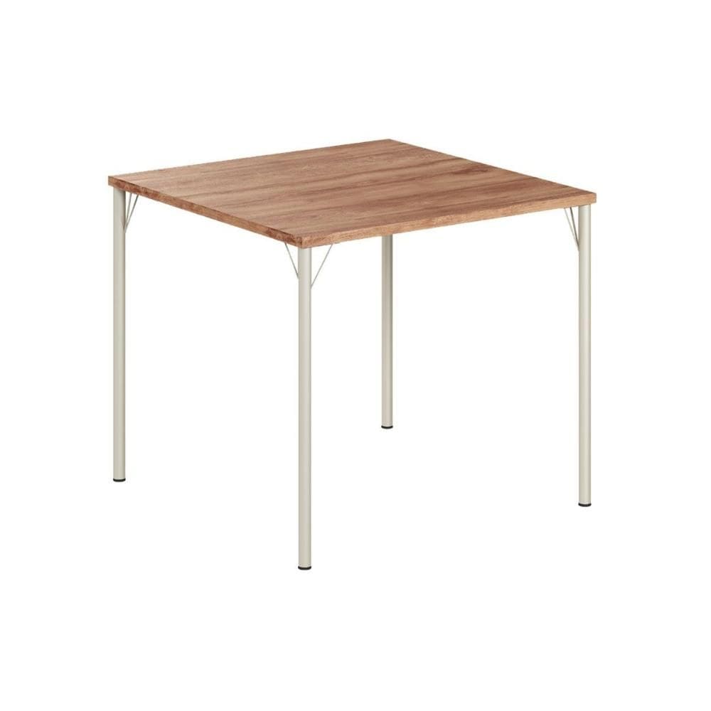 Mesa de Sala Jantar 1545 Aço c/Tampo Madeirado 87x87cm Freijo c/ Prata - Carraro