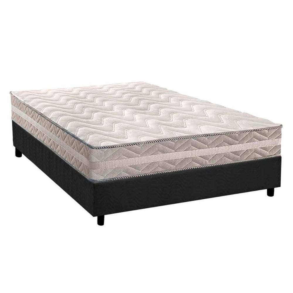 Cama Box Casal: Colchão Ortopédico Paropas D28/AG65 Master + Base CRC Suede Gray(138x188)