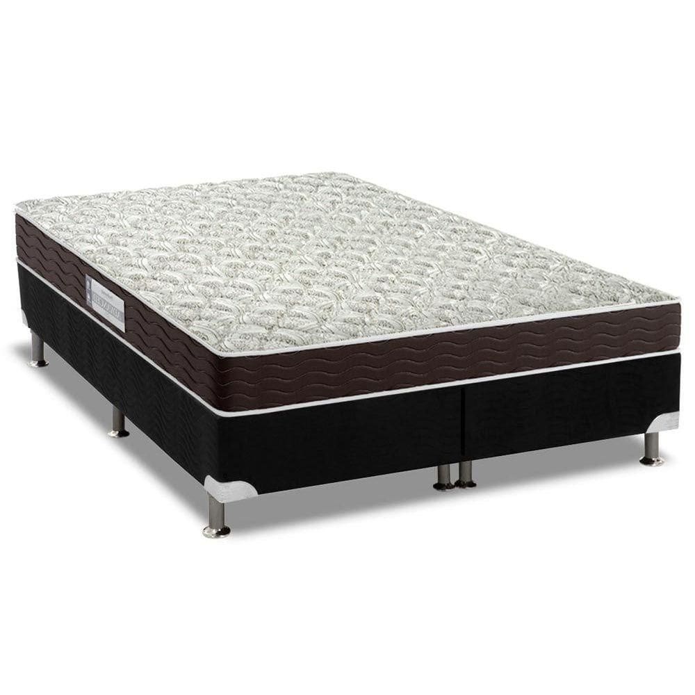 Cama Box Queen: Colchão Espuma D33 Probel Advanced Mega Resistente + Base CRC Suede Black(158x198)