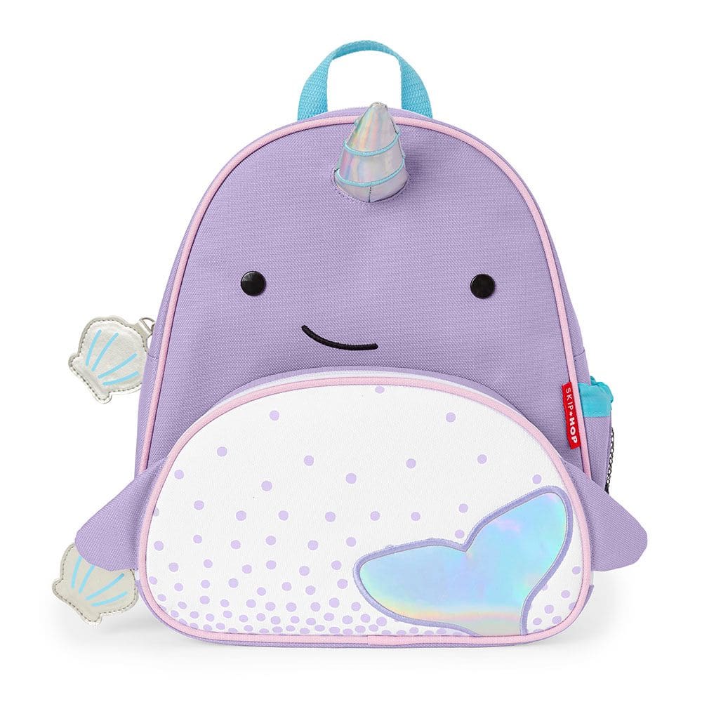 Mochila Infantil Baleia Narval Zoo Skip Hop Espaçoso e Forro Fácil de Limpar