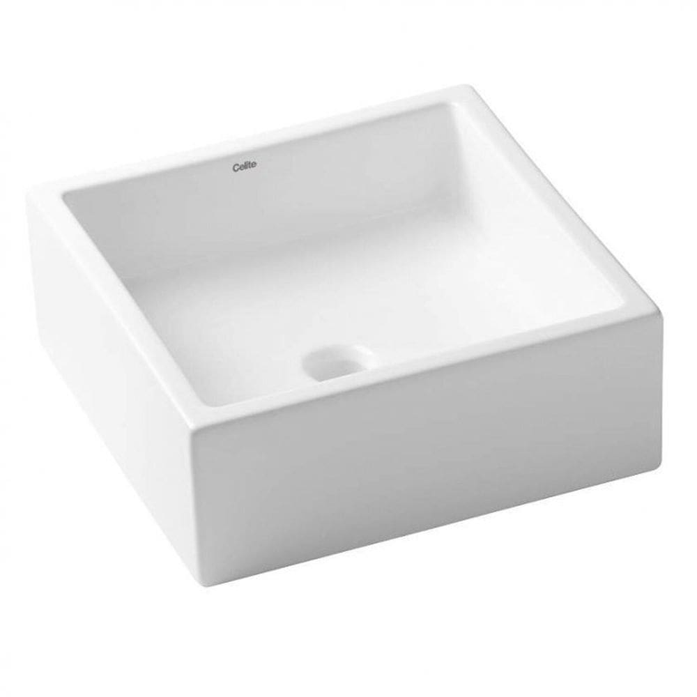 Kit 2 Cubas de Apoio 35x35cm sem Mesa Basic Q5 Celite Branco