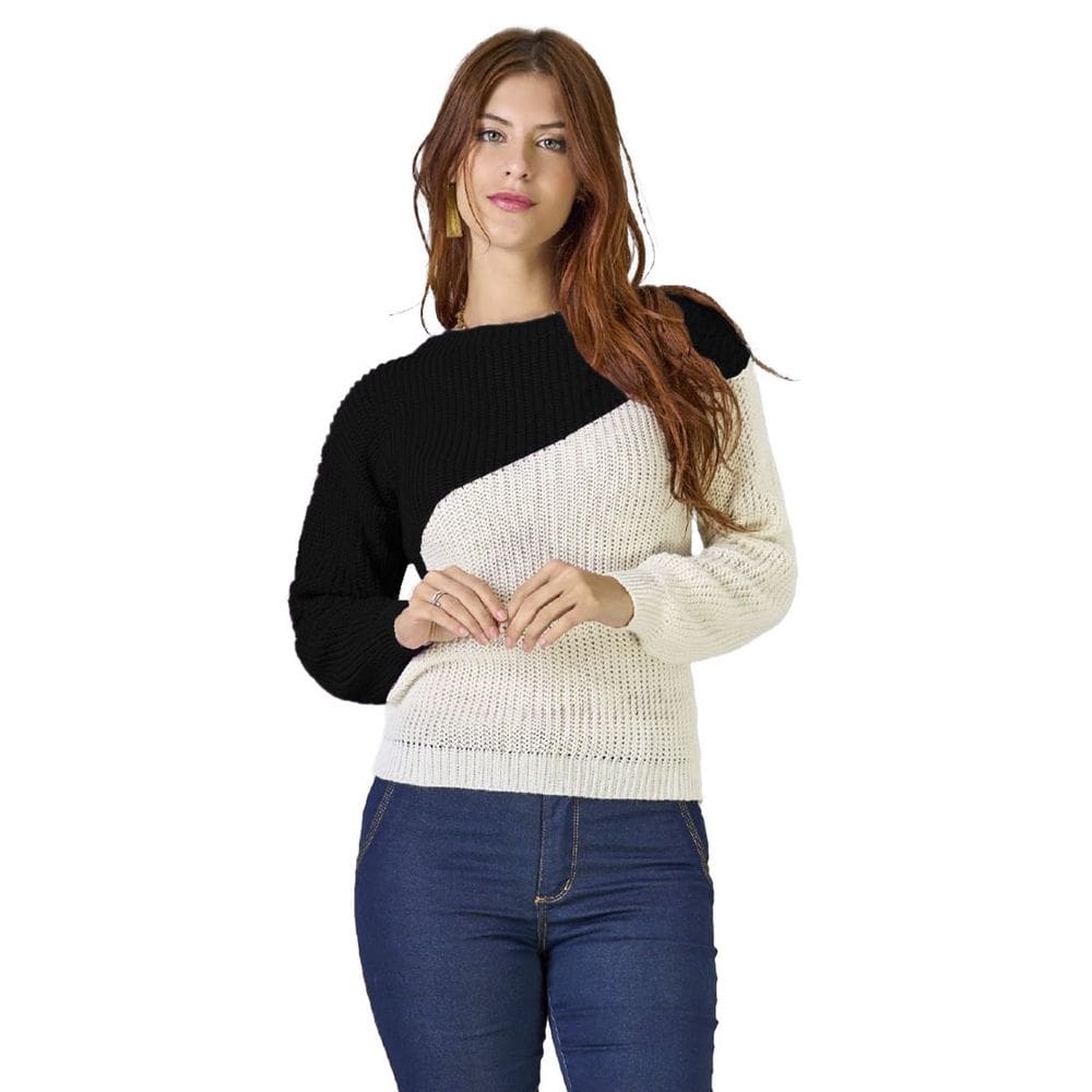 Blusa Feminina Tricot Manga Longa Gola Redonda