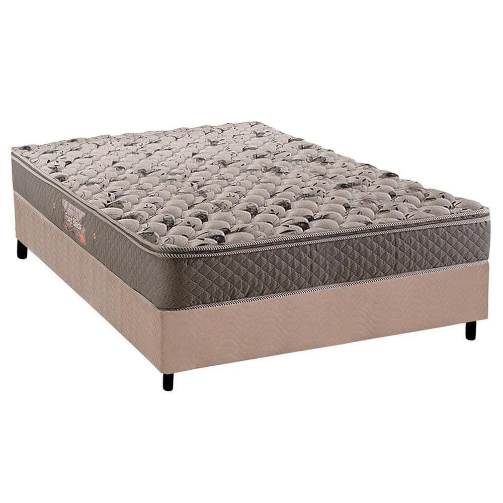 Cama Box Casal: Colchão Espuma Herval AG65 Fort + Base CRC Suede Clean(138x188)