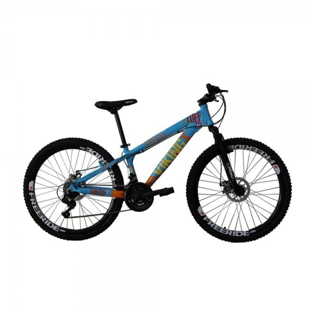 Bicicleta Viking X Tuff 25/30 Freeride Aro 26 Freio A Disco 21 Velocidades Cambios Shimano Azul Laranja