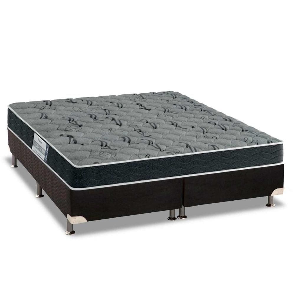Cama Box King: Colchão Espuma D33 Probel ProDormir Advanced Mega Resistente + Base CRC Suede Black(193x203)