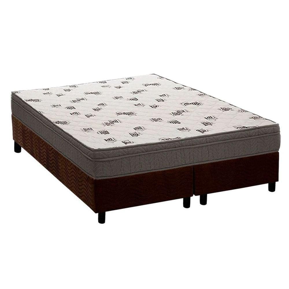 Cama Box Queen: Colchão Espuma Ortobom D45 Light Saúde + Base CRC Suede Brown(158x198)