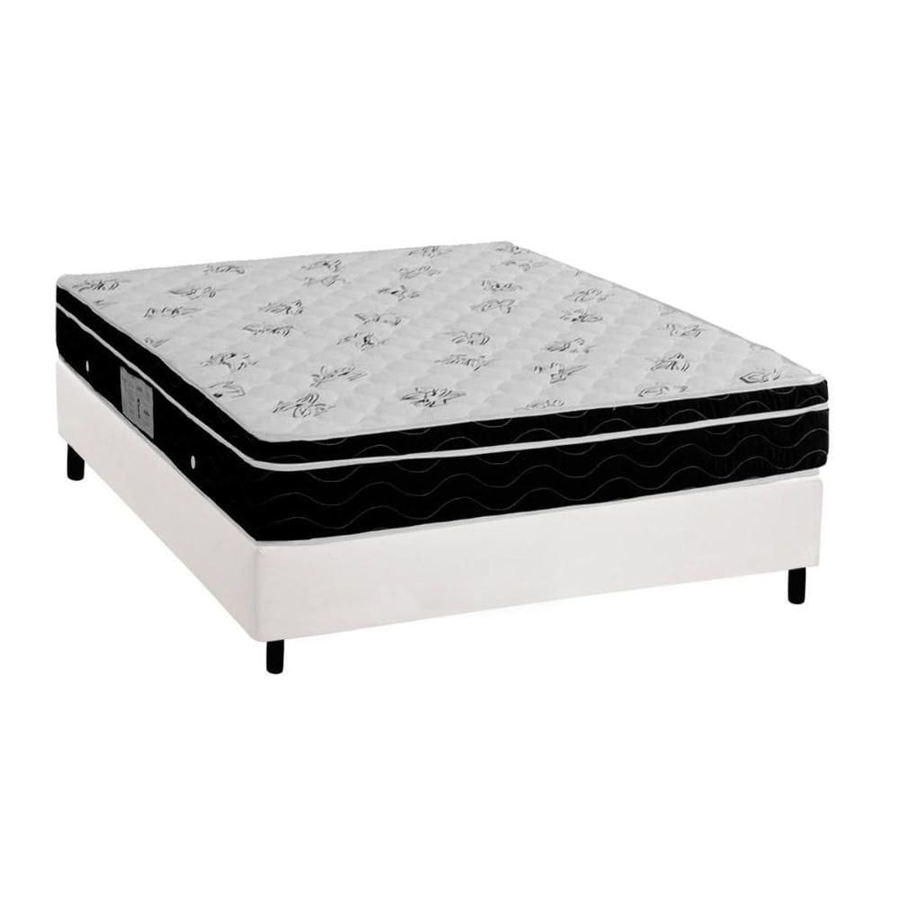 Cama Box Viúva: Colchão Molas Ortobom Nanolastic Physical Spring + Base CRC Courano Branco(128x188)