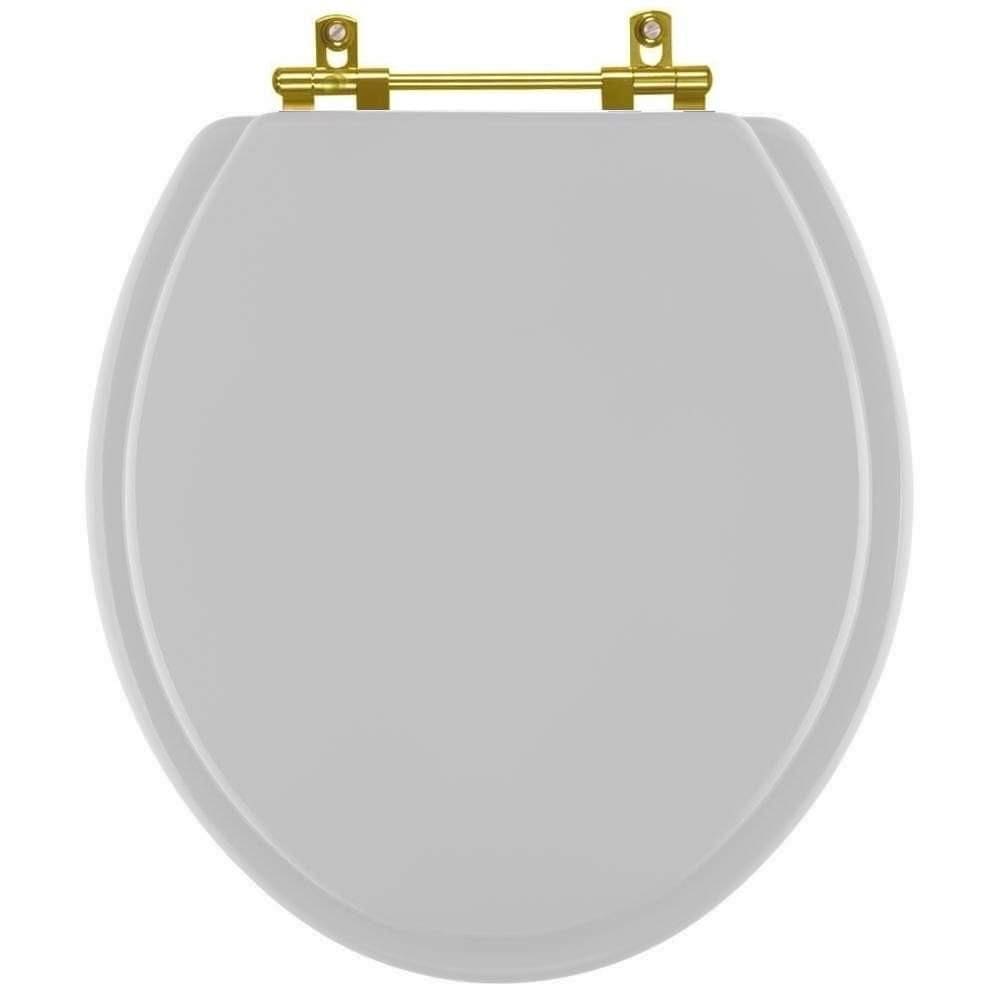 Assento Sanitário Convencional Oval Sterling Silver para vaso Ideal Standard com Ferragem Dourada