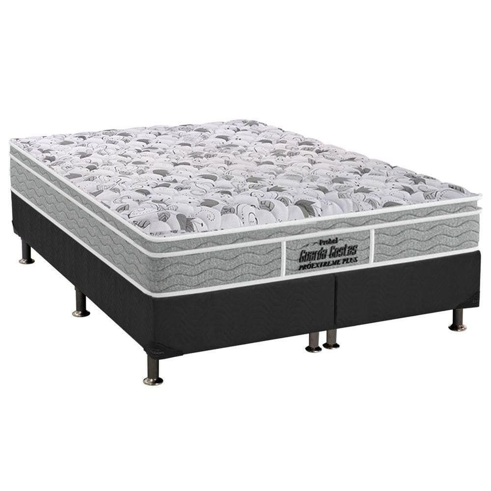 Cama Box Queen: Colchão Espuma Probel D45/EP Anatômico Guarda Costas Próextreme Plus + Base CRC Suede Gray(158x198)
