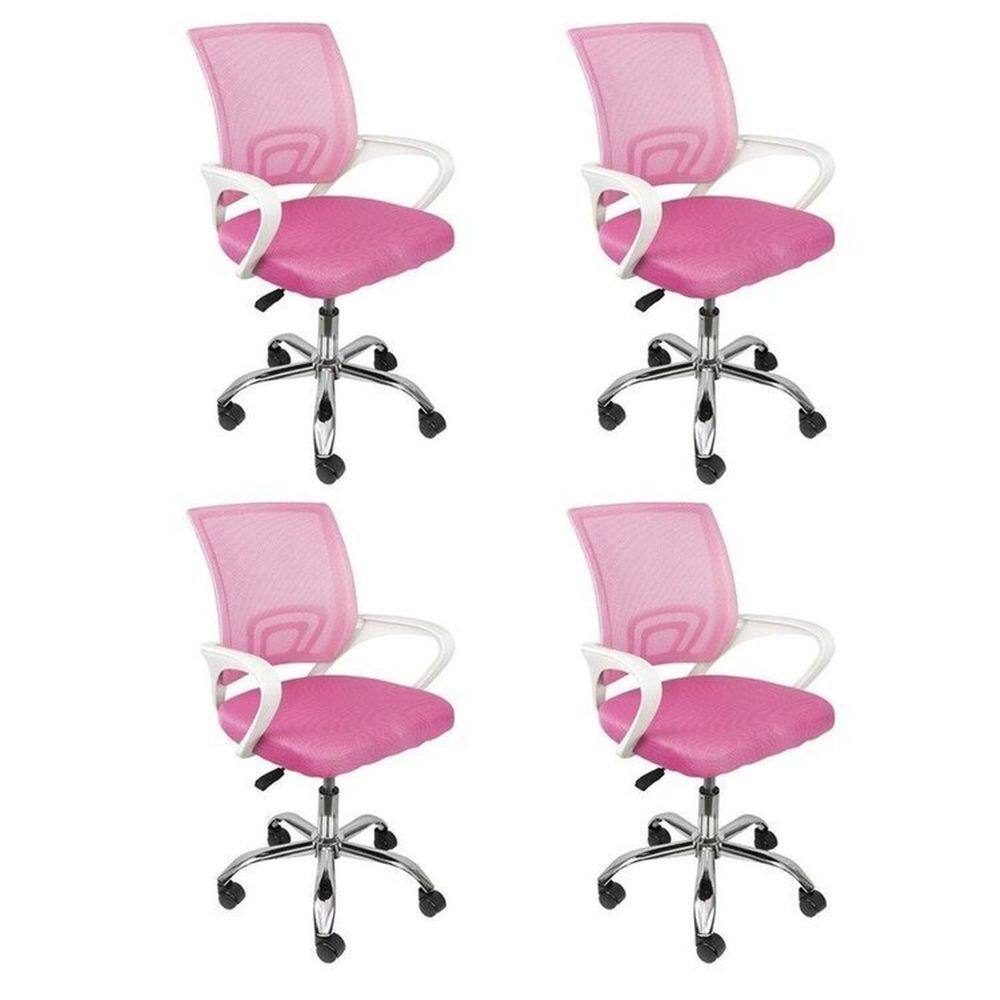 Kit 4 Cadeiras para Escritório Diretor Tela Mesh Tok 3310 Rosa