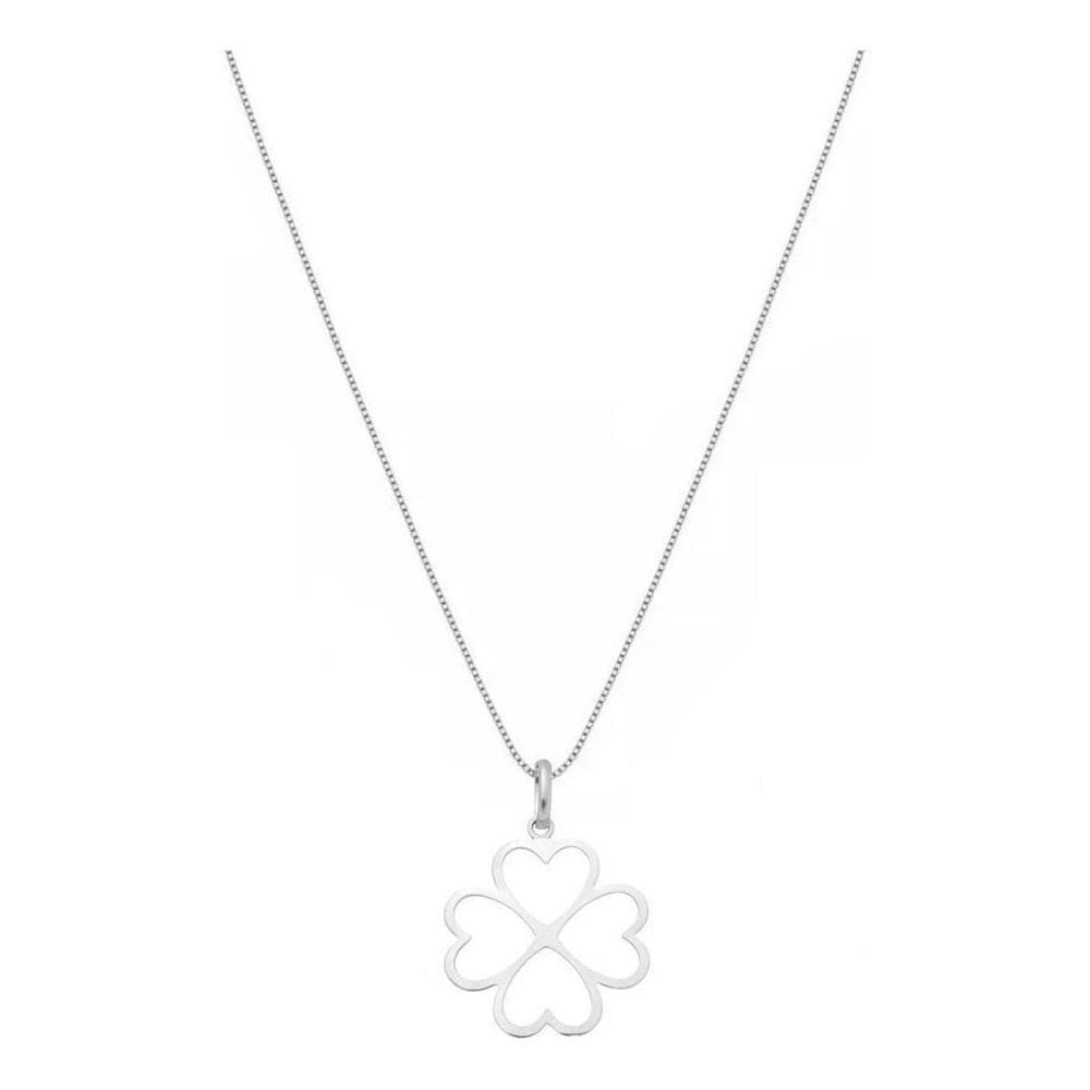 Gargantilha Colar Prata 925 Flor Coração Trevo Prata 925