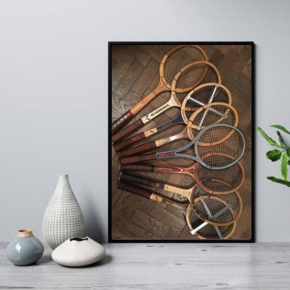 Quadro Retrô Tênis - Fotos Raquetes 33X24Cm