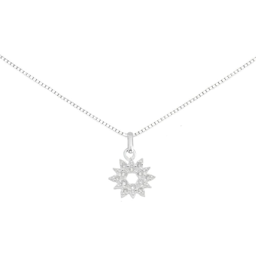 Colar Sol Cravejado Pedrinhas Zirconias Luxo Prata Pura 925