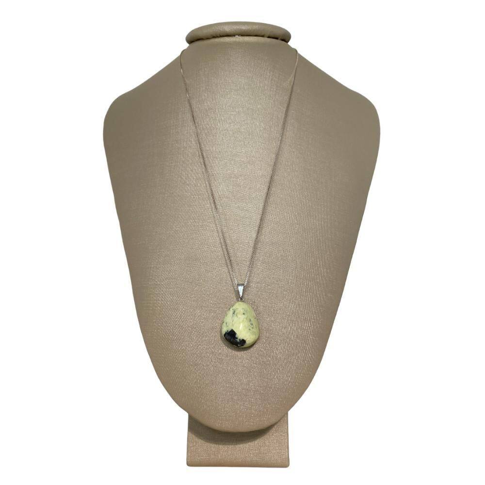 Colar 60Cm Prata 925: Serpentinita Polida Elegante P Vecchio