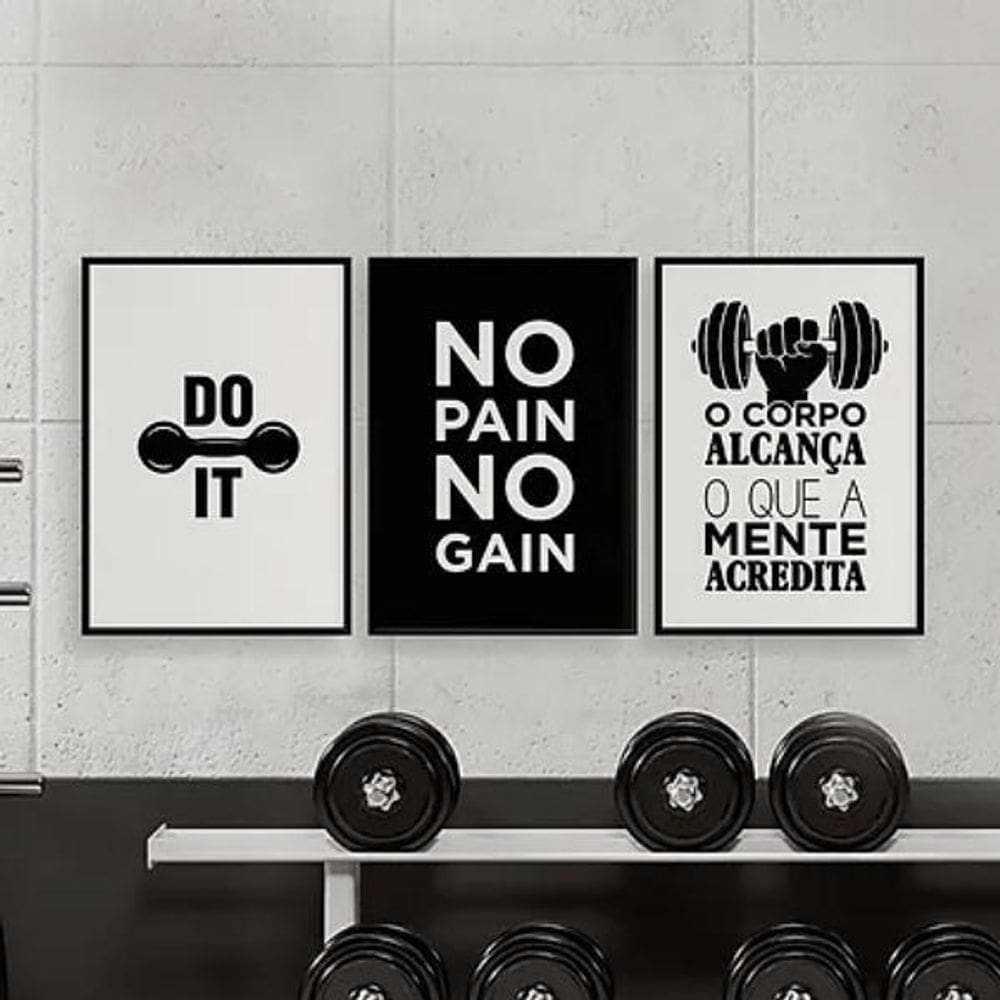 Kit 3 Quadros Academia Do It 45X34Cm