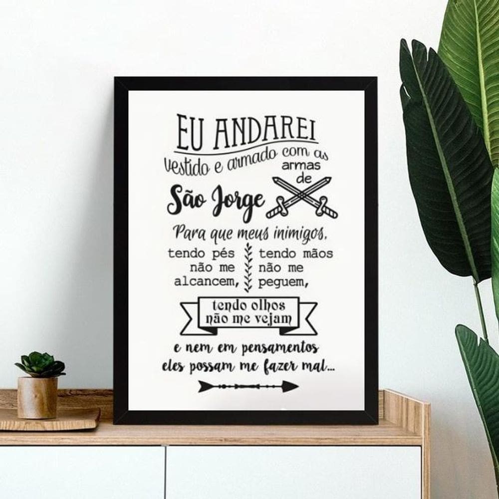 Quadro Decorativo Oração Para São Jorge 33X24Cm - Com Vidro