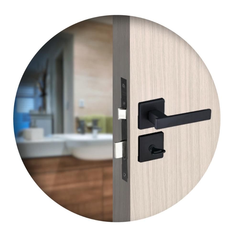Fechadura Para Porta Banheiro Roseta Concept 408 Preta Pado 40mm
