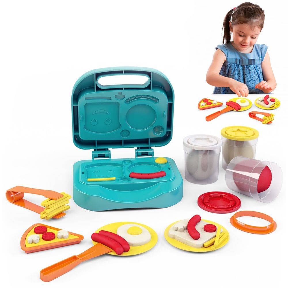 Kit Completo Grill Massinha Dismat 7 Peças Brinquedo Educativo para Crianças de 3+ Anos Desenvolva a Criatividade e Coordenação Motora MK377 - Dismat