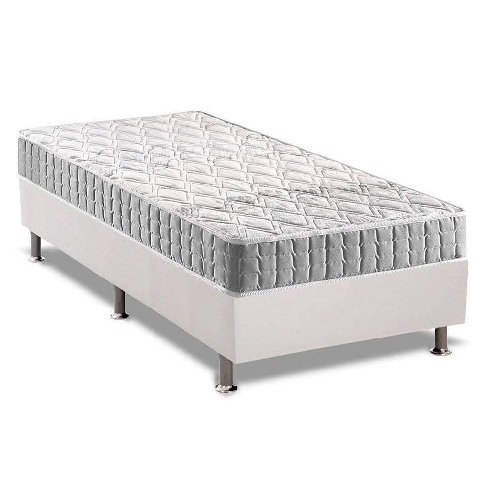 Cama Box Solteiro: Colchão Espuma Anjos D33 Orthosono + Base CRC Courano White(88x188)