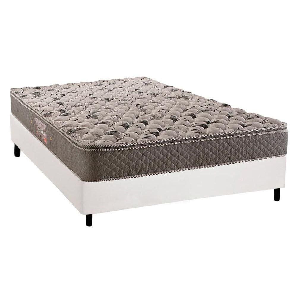 Cama Box Casal: Colchão Ortopédico Herval AG65 Fort + Base CRC Suede White(138x188)